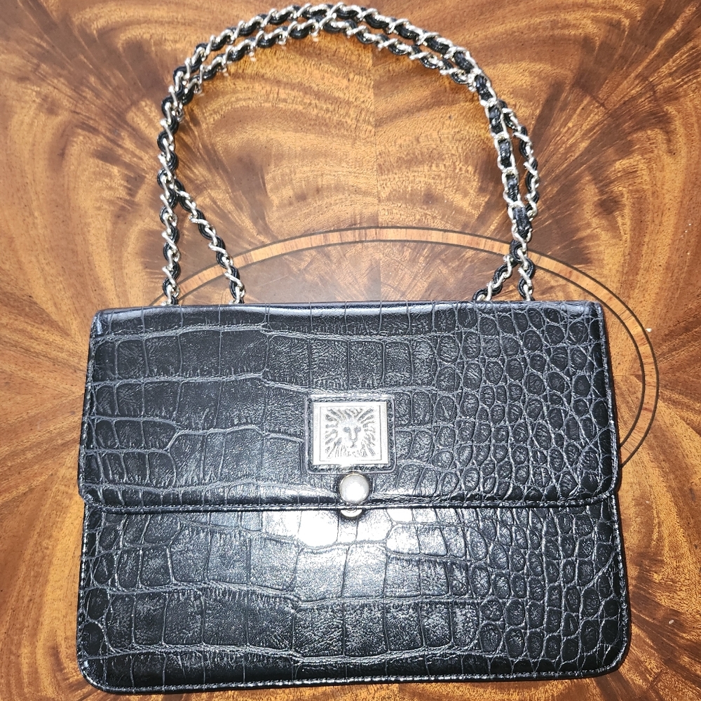 Anne Klein Black Croc-Embossed Bag